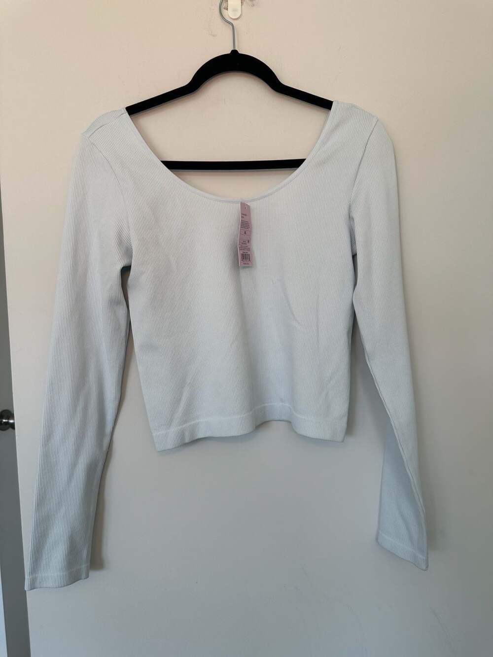 Wild Fable Long Sleeve Scoop Neck Ribbed Top Size XL Soft Blue